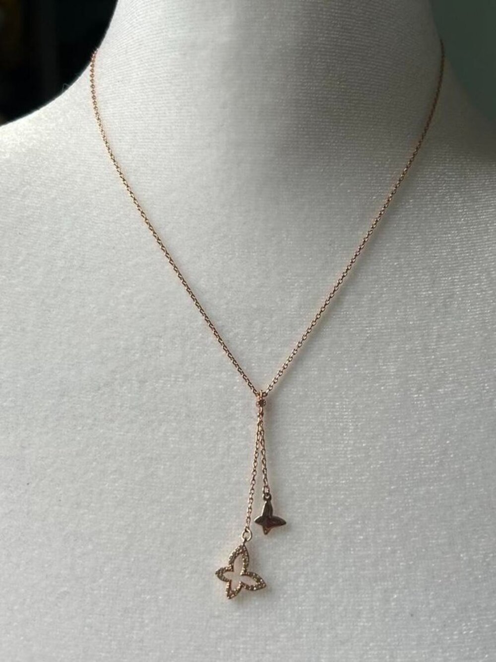 New Butterfly Gold Toned Hanging Necklace